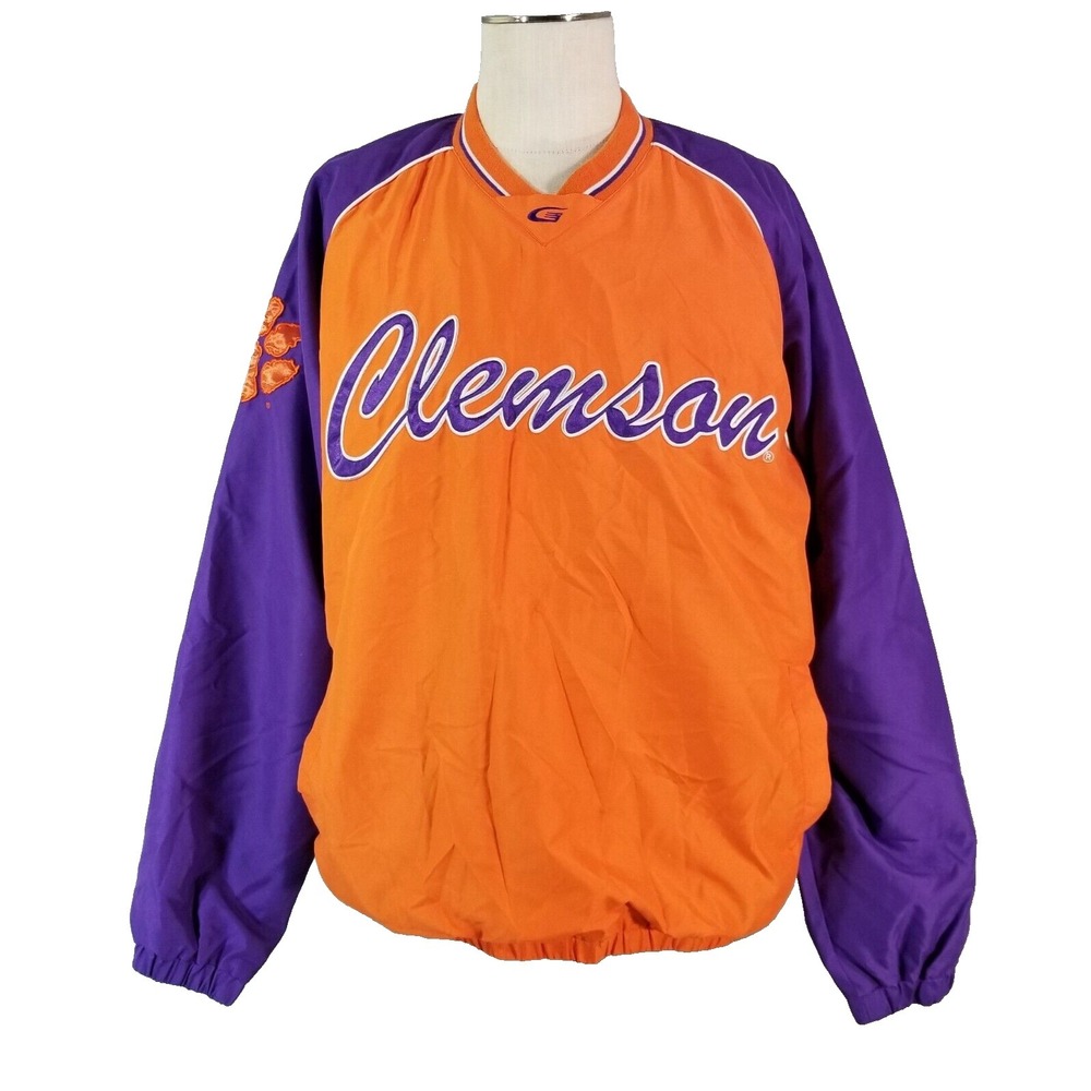 Clemson University tigers wind shirt men's XL extra large orange fleece lined